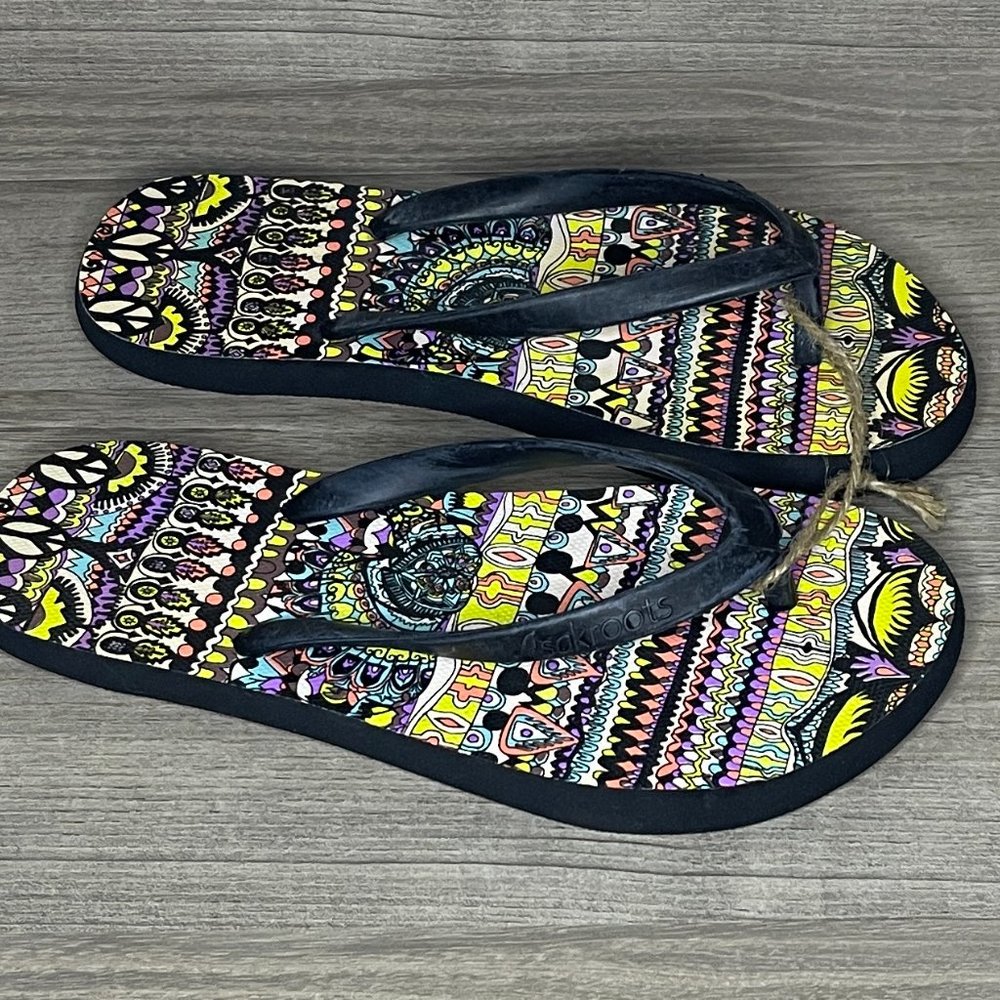 Sakroots Flip Flops Sandals & Mesh Bag NWT - Picture 3 of 5